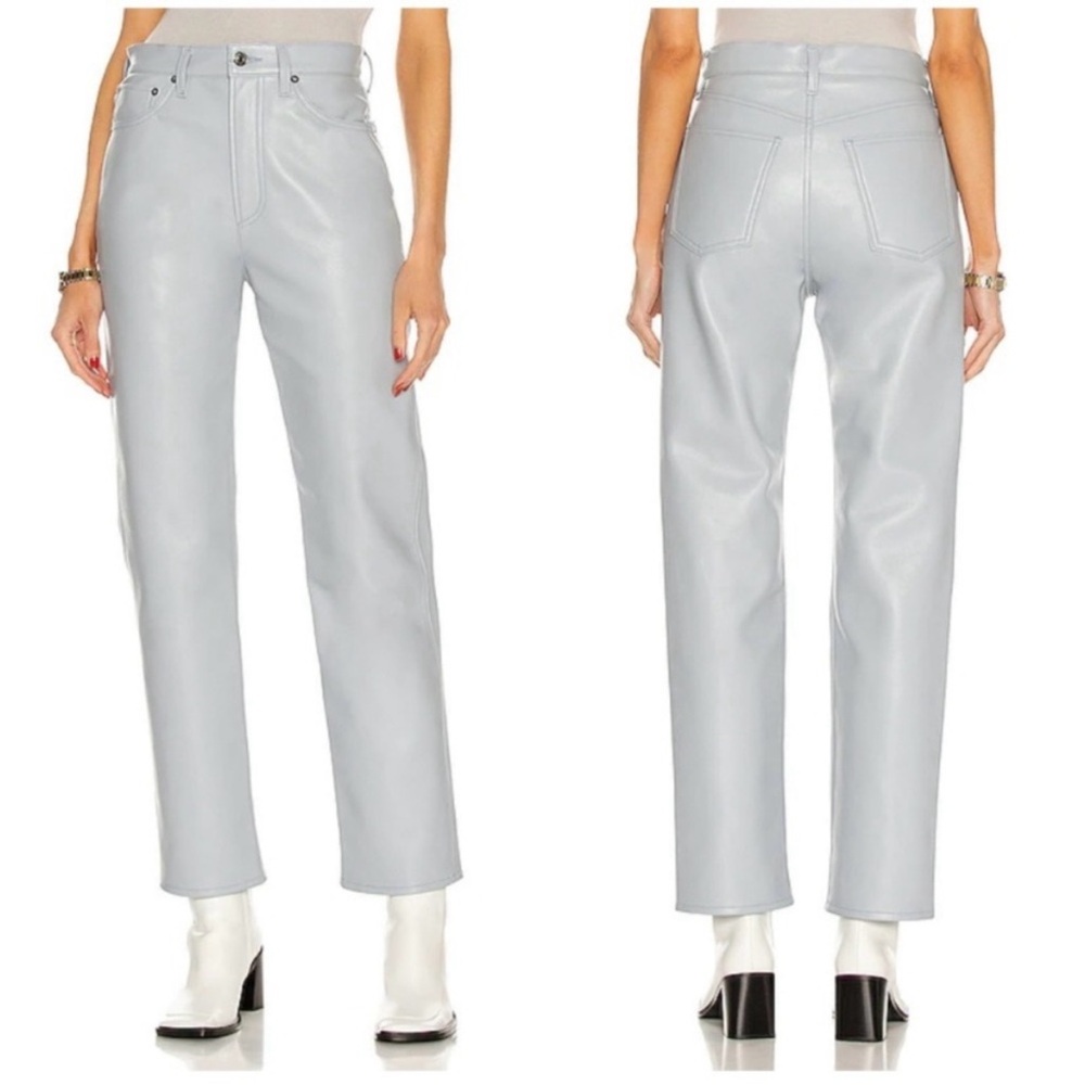 Agolde Stylish Gray Recycled Leather Pants 90’s Pinch Waist sz 23
